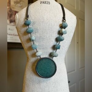 Silpada Large Etched Blue Pendant Necklace